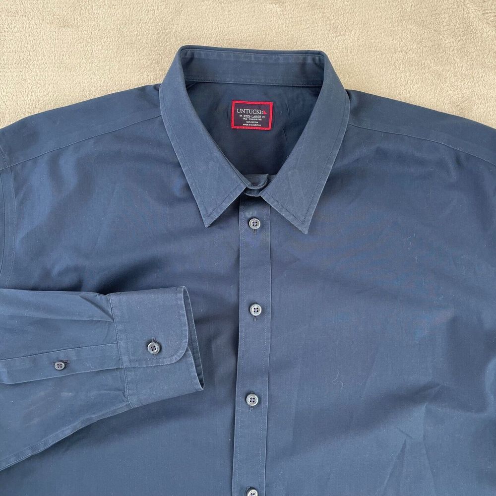 Untuckit Castello Shirt Men 3xlt Tall Navy Wrinkle Free Long Sleeve Preppy